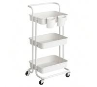 Shein Carrito móvil con 3 Niveles, con Ruedas, Estante de Almacenamiento, con asa, 2 recipientes, 2 Frenos, cestas de plástico, Montaje fácil, para Dormitor