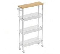 Shein Carro de 4 Niveles, Carro Estrecho de Cocina con Ruedas, con Asa, para Espacio Reducido, 13 x 45,4 x 77 cm, para Cocina, Baño, Salón,Estudio, Roble Be
