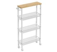 Shein Carro de 4 Niveles, Carro Estrecho de Cocina con Ruedas, con Asa, para Espacio Reducido, 13 x 45,4 x 77/22 x 45,4 x 77/13 x 45,4 x 99,6/22 x 45,4 x 99