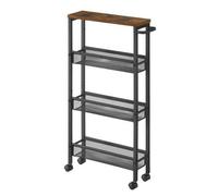 Shein Carro de 4 Niveles, Carro Estrecho de Cocina con Ruedas, con Asa, para Espacio Reducido, 13 x 45,4 x 77 cm, para Cocina, Baño, Salón,Estudio, Marrón R