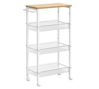 Shein Carro de 4 Niveles, Carro Estrecho de Cocina con Ruedas, con Asa, para Espacio Reducido, 22 x 45,4 x 77 cm, para Cocina, Baño, Salón, Estudio, Roble B