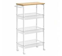 Shein Carro de 4 Niveles, Carro Estrecho de Cocina con Ruedas, con Asa, para Espacio Reducido, 22 x 45,4 x 77 cm, para Cocina, Baño, Salón, Estudio, Roble B