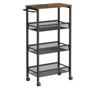 Shein Carro de 4 Niveles, Carro Estrecho de Cocina con Ruedas, con Asa, para Espacio Reducido, 22 x 45,4 x 77 cm, para Cocina, Baño, Salón, Estudio, Marrón