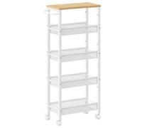 Shein Carro de 5 Niveles, Carro Estrecho de Cocina con Ruedas, con Asa, para Espacio Reducido, 22 x 41 x 99,6 cm, para Cocina, Baño, Salón, Estudio, Beige R