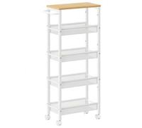 Shein Carro de 5 Niveles, Carro Estrecho de Cocina con Ruedas, con Asa, para Espacio Reducido, 22 x 45,4 x 99,6 cm, para Cocina, Baño, Salón, Estudio, Beige