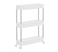 Shein Carro de Almacenamiento de 3 Niveles, Carrito con Ruedas, Carro de Cocina, Ahorro de Espacio, para Baño, Oficina, 14,4 x 42 x 60,6 cm, Blanco Nube
