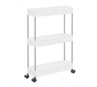 Shein Carro de Almacenamiento de 3 Niveles, Carrito con Ruedas, Carro de Cocina, Ahorro de Espacio, para Baño, Oficina, 14,4 x 42 x 60,6 cm, Blanco Nube