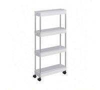 Shein Carro de Almacenamiento de 4 Niveles, Carrito con Ruedas, Carro de Cocina, Ahorro de Espacio, para Baño, Oficina, 14,4 x 42 x 86 cm, Blanco Nube, Vuel