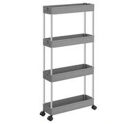 Shein Carro de Almacenamiento de 4 Niveles, Carrito con Ruedas, Carro de Cocina, Ahorro de Espacio, para Baño, Oficina, 14,4 x 42 x 86 cm, Gris Paloma, Vuel
