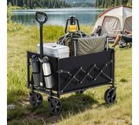 Shein Carro de Mano Plegable, Carreta Plegable, Carrito de Jardín, Compacto, con Asa, con 4 Ruedas Reforzadas, 2 Universales, Carga hasta 150 kg, Exterior,