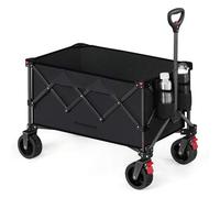 Shein Carro de Mano Plegable, Carro de Mano, 150 L, Carga hasta 150 kg, Carro de Jardín, para Camping con Asa, 4 Ruedas Extraíbles, Ahorra Espacio, Exterior