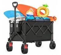 Shein Carro de Mano Plegable, Carro de Mano, 150 L, Carga hasta 150 kg, Carro de Jardín, para Camping con Asa, 4 Ruedas Extraíbles, Ahorra espacio, Exterior