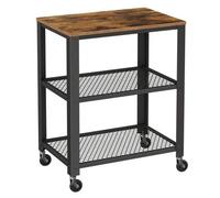 Shein Carro de Servicio de 3 Niveles Vintage, Carro Cajonera Rústica, Estante de Almacenamiento Resistente, con Bandeja de Madera, Ruedas, para Cocina y sal
