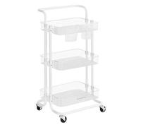 Shein Carro Rodante, Caritro de Almacenamiento de 3 Niveles, con Mango, 2 Organizadores Pequeños, Marco de Acero, Cestas de Plástico, para Dormitorio, Lavad