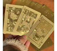 Shein Cartas de juego doradas de Hello Kitty de Sanrio - Juego de fiesta elegante para oficina, picnic, playa y noches de cena, perfecto para el Día de la M