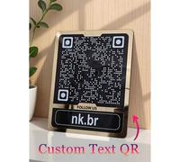Shein Cartel de acrílico personalizado para redes sociales, placa elegante con logotipo empresarial, código QR y botón de seguimiento, texto, URL y código Q