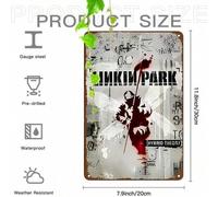 Shein Cartel de metal vintage de Linkin Park - 20x30 cm Letrero de hojalata para fans del rock, arte de pared de alta calidad, duradero y resistente a la in