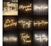Shein Cartel de neón "Todo lo que necesitas es amor/Mejor juntos/Brindemos por el amor/Es una historia de amor/Vamos a celebrar/Te quiero talla grande/Señor