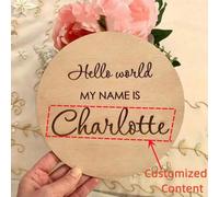 Shein Cartel personalizado para niños, placa de madera personalizada con el nombre de nacimiento "Hello World" para revelar el género - Recuerdo para nuevos