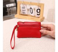 Shein Cartera corta brillante con correa para la muñeca y patrón de lichis, con cierre de doble cremallera para mujer - Cartera mini, monedero, cartera de m