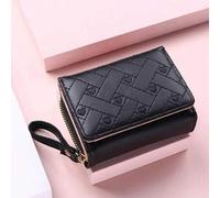 Shein Cartera corta con bordado de corazón. Cartera con gran capacidad, de triple pliegue, con cremallera y compartimento para monedas, tarjetero para mujer