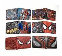 Shein Cartera corta de PU de la serie de superhéroes, bolsa de tarjetas casual de Spider-Man negro, cartera plegable, color principal negro, azul, negro, gr