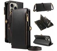 Shein Cartera de cuero con soporte para tarjetas 1 pieza, funda de teléfono multifuncional con correa cruzada y ranuras para tarjetas compatible con Apple 1