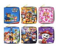 Shein Cartera de estilo europeo y americano con estampado de Paw Patrol, de lana, con equipo PU, monedero para estudiantes con cremallera corta, monedero pa