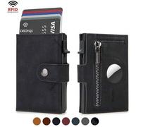 Shein Cartera de hombre con portacredenciales RFID plegable, billetera de bolsillo frontal bifold, cartera de viaje, compatible con el rastreador Apple Airt