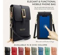 Shein Cartera de teléfono con pantalla táctil, bolso bandolera mini con solapa, cartera multifuncional de moda con ranura para tarjetas, funda vertical para