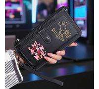 Shein Cartera larga de Minnie con correa para la muñeca, ranuras para tarjetas, cierre de cremallera, monedero, diseño de estampado moderno, regalo ideal pa