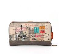 Shein Cartera larga de moda para mujer Sweet & Candy, tarjetero, monedero, PU, arquitectura de la Torre Eiffel, París, Notre Dame, río Sena, romance francés