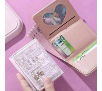 Shein Cartera plegable de piel sintética con diseño de conejo y oso de dibujos animados, en esquema de color rosa suave y blanco, con botón a presión dorado