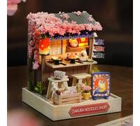 Shein Casa de fideos de Sakura - Decoración del hogar con muebles. Kit de modelo DIY de casa de muñecas para ensamblar a mano, rompecabezas en 3D, juguete d