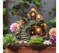 Shein Casa del árbol de hadas mágica para decoración de Halloween - Estaca de jardín encantado, regalo caprichoso para amantes del jardín de hadas