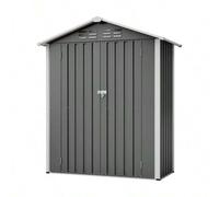 Shein Caseta de jardín metálica de 154 x 83 x 180 cm con orificios de ventilación, base metálica y puertas con cerradura, ideal para guardar herramientas de