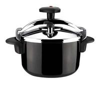 Shein Castell - Olla Express Tradicional Negra de Acero Inoxidable 18/10, Todas las Cocinas, Inducción Total, Cocina Sana, Pomo Rotatorio ✅ Entrega 24/72h