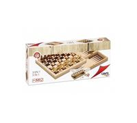 Shein Cayro - Ajedrez, Damas y Backgammon - + 7 Años - Madera - Triple Juego Educativo de Mesa de Niños y Adultos - Tablero Plegable para Guardar Las Fichas