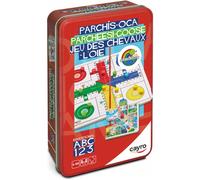 Shein Cayro - Parchís y Oca - + 5 Años - Caja Metálica - Juego Divertido de Mesa para Niños y Adultos - Tablero, Cubiletes y Fichas de Madera - 2 a 4 Jugado