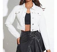 Shein Cazadora mezclilla crop con bolsillo con solapa