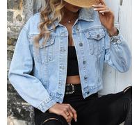 Shein Cazadora mezclilla crop con diseño de solapa