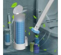 Shein Cepillo de baño desechable, cepillo de inodoro con agente de limpieza, herramienta de limpieza de mango largo para el baño, cabezal de repuesto desech