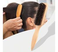 Shein Cepillo de cerdas de jabalí para cabello y barba para hombres y mujeres - Cepillo profesional de cerdas de crin sin perfume para peinar, estilizar, li