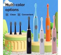 Shein Cepillo de dientes eléctrico, disponible en cinco colores, incluye 3 cabezales de repuesto, cerdas suaves, limpieza bucal profunda, productos de cuida