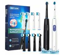 Shein Cepillo de dientes eléctrico recargable y giratorio para adultos - 4 cabezales de repuesto, 5 modos preestablecidos, Limpieza con vibración 3D - Rotac