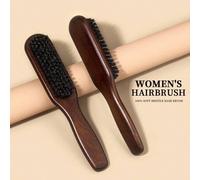 Shein Cepillo de pelo de cerdas de jabalí para peinado hacia atrás - Cepillo suave/medio para alisar, pulir y dejar el cabello plano y sin frizz, creando un