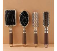 Shein Cepillo masajeador de cuero cabelludo de aire - Desenredante, antiestático, peine rizado redondo para cabello normal, portátil, mango ergonómico de AB