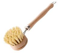 Shein Cepillo para vajilla con mango de madera, cepillo de limpieza natural de cocina adecuado para verduras, ollas, sartenes y vajilla