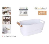 Shein Cesta Multiusos Asas Madera 14.5X27Cm Práctica y Compacta | Cesta Multiusos Asas Madera Estilo Moderno y Elegante, Fácil de Transportar y Diseño Versá