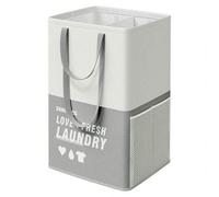 Shein Cesto Grande para Ropa Sucia, 90 L, Bolsa de la Ropa con 2 Compartimentos, Se Pone de Pie, Plegable, Doble Asa, para Lavandería, Dormitorio, Baño, Gri